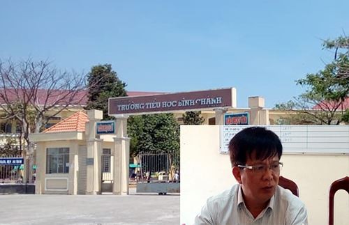 Trường Tiểu học Bình Chánh và thầy Hiệu trưởng Huỳnh Công Sơn. (Ảnh: H.L)