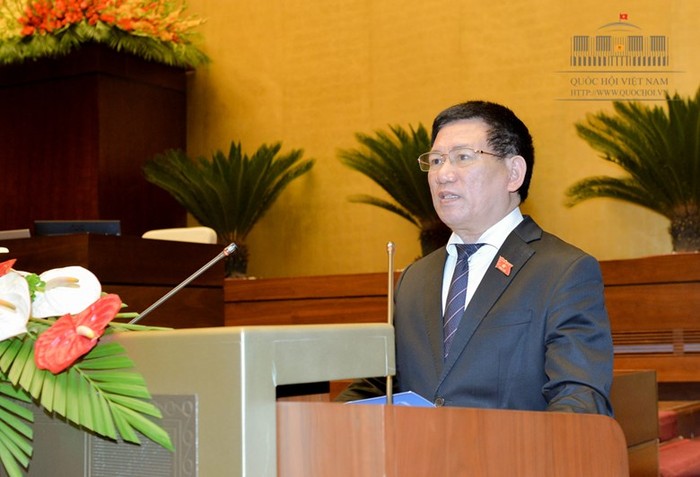 Tổng Kiểm toán Nhà nước - ông Hồ Đức Phớc trình bày báo cáo tại Quốc hội. (Ảnh: Quochoi.vn)