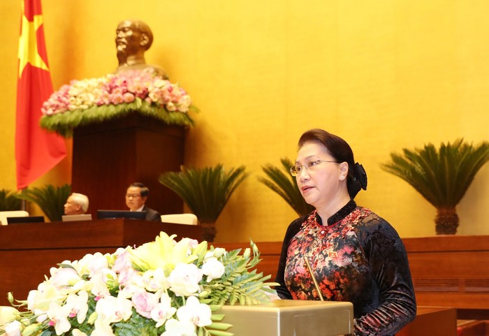 Chủ tịch Quốc hội Nguyễn Thị Kim Ngân phát biểu khai mạc kỳ họp.