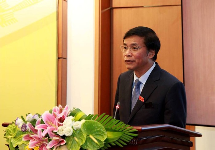 Ông Nguyễn Hạnh Phúc chủ trì cuộc họp báo. (Ảnh: Thắng Quang)