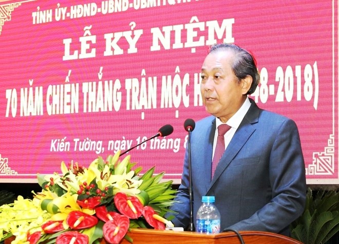 Phó Thủ tướng Trương Hòa Bình phát biểu tại buổi lễ. (Ảnh: VGP)