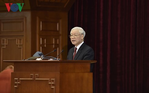 Tổng Bí thư Nguyễn Phú Trọng chủ trì Hội nghị. Ảnh: VOV
