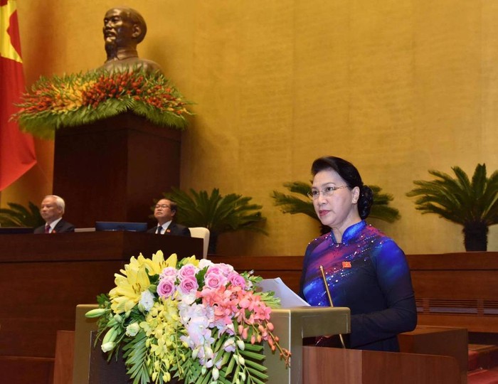 Chủ tịch Quốc hội Nguyễn Thị Kim Ngân phát biểu khai mạc. Ảnh: N.Y