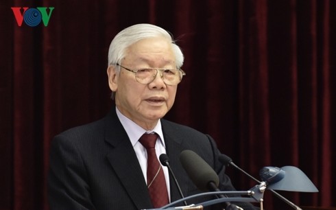 Tổng Bí thư, Chủ tịch nước Nguyễn Phú Trọng phát biểu khai mạc Hội nghị Trung ương 9 khóa XII. Ảnh: VOV