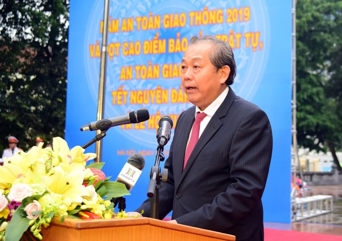Phó Thủ tướng Thường trực Chính phủ Trương Hòa Bình phát biểu tại lễ phát động. Ảnh: Hà Nội mới