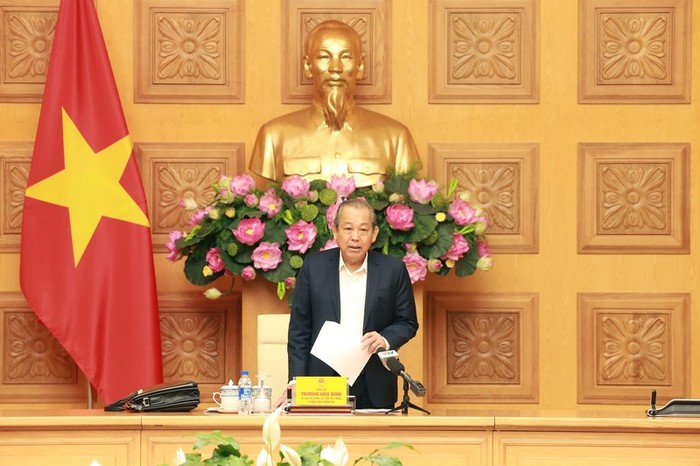 Phó Thủ tướng Thường trực Chính phủ Trương Hòa Bình phát biểu. Ảnh: VGP