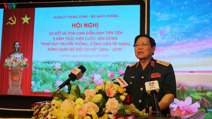 Đại tướng Ngô Xuân Lịch phát biểu tại hội nghị. Ảnh: vov.vn