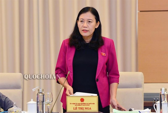 Chủ nhiệm Ủy ban Tư pháp của Quốc hội - bà Lê Thị Nga. Ảnh: Quochoi.vn