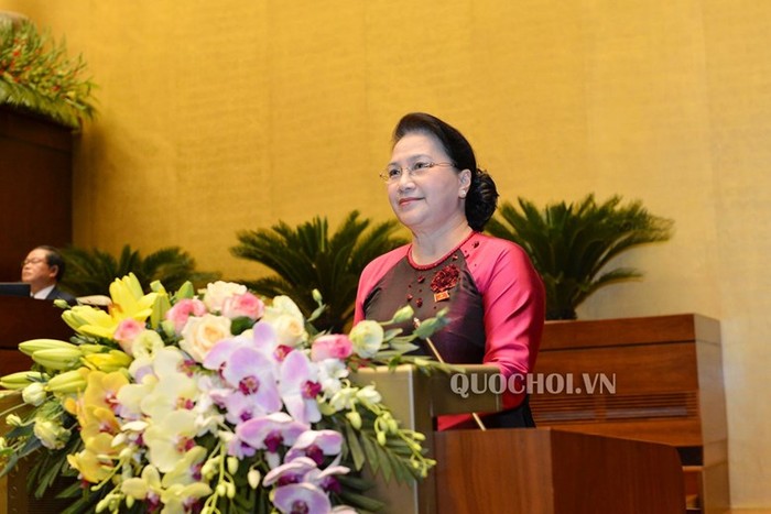 Chủ tịch Quốc hội Nguyễn Thị Kim Ngân phát biểu khai mạc kỳ họp thứ 8 Quốc hội khóa XIV. Ảnh: Quochoi.vn