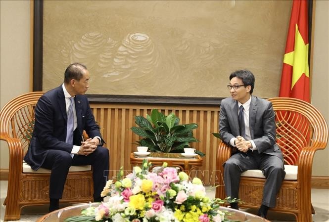 Phó Thủ tướng Vũ Đức Đam tiếp ông Takeshi Kasai, Giám đốc Tổ chức Y tế thế giới (WHO) khu vực Tây Thái Bình Dương. Ảnh: TTXVN