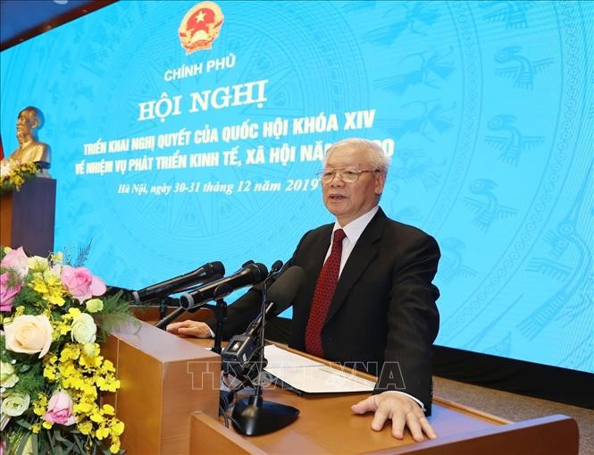 Tổng Bí thư, Chủ tịch nước Nguyễn Phú Trọng phát biểu tại hội nghị. Ảnh: TTXVN