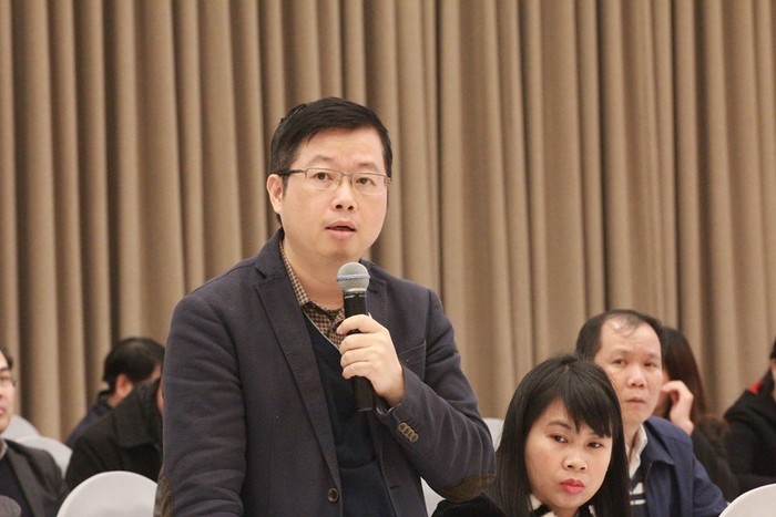 Ông Nguyễn Thanh Lâm trả lời tại họp báo. Ảnh: Vương Trần