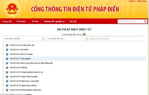 Cổng thông tin điện tử pháp điển. Ảnh: baochinhphu.vn