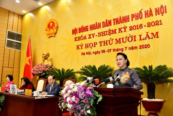 Chủ tịch Quốc hội Nguyễn Thị Kim Ngân phát biểu tại kỳ họp. Ảnh: Báo Hà Nội mới
