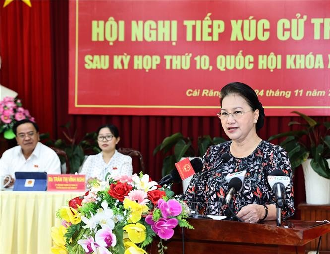 Chủ tịch Quốc hội Nguyễn Thị Kim Ngân phát biểu. Ảnh: TTXVN