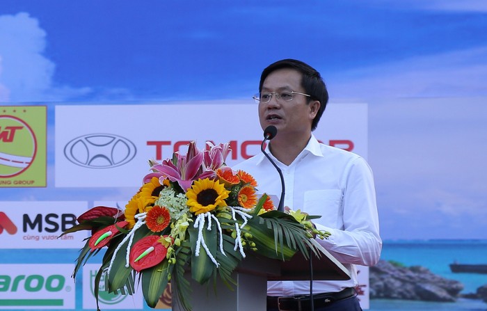 Nhà báo Hồ Minh Chiến - Tổng biên tập Báo Gia đình Việt Nam, Trưởng BTC Press Cup 2020 phát biểu khai mạc.