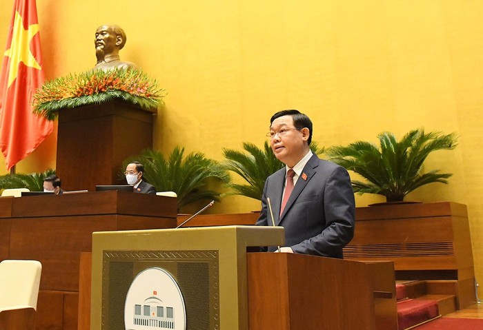 Chủ tịch Quốc hội Vương Đình Huệ phát biểu khai mạc. Ảnh: Quochoi.vn