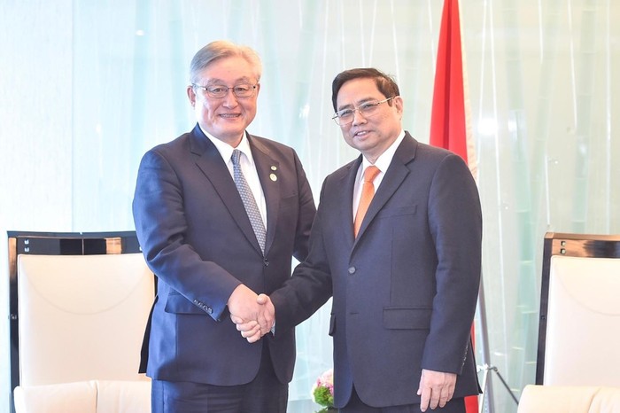 Thủ tướng Phạm Minh Chính cho rằng, Hitachi đã có kinh nghiệm hợp tác với Việt Nam trong nhiều năm; hy vọng trong thời gian tới sẽ mở ra một chương hợp tác mới tại Việt Nam. Ảnh: VGP/Nhật Bắc