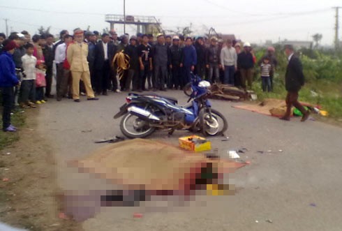 Vụ tai nạn chiều mùng 2 Tết ở Nam Định khiến 3 người tử vong. Ảnh: Văn Định.