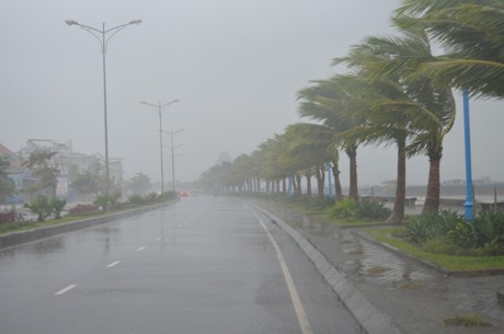 Bão số 5 gây gió lớn và mưa tại TP Hạ Long.