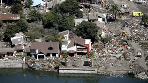 Một khu vực bị ảnh hưởng bởi trận động đất mạnh 8,8 độ Richter ở Chile năm 2010. Ảnh: courierpress.com.