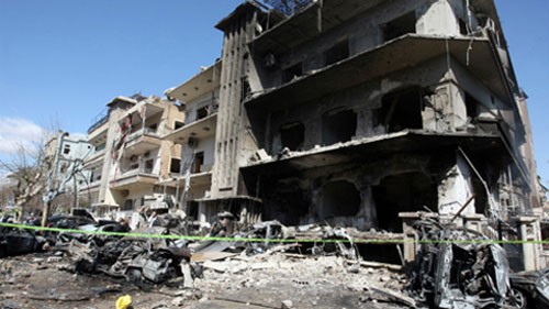 Vụ đánh bom kinh hoàng gây thương vong lớn và phá hủy nhiều nhà cửa tại thủ đô Damascus, Syria. Ảnh: AFP.