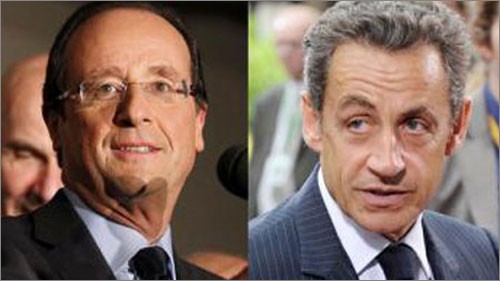 Hai ứng viên tổng thống Pháp Francois Hollande và Nicolas Sarkozy. Ảnh: RFI.
