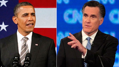 Tổng thống Mỹ Barack Obama và ứng cử viên Mitt Romney. Ảnh: Internet.