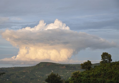 Núi ấp ôm mây, mây ấp núi, cây lá đắm chìm trong tấm chăn của làn sương bao phủ lên đất trời bình yên. Ảnh: Mây hình nấm khổng lồ.
