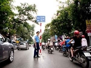 Hà Nội sẽ tiếp tục thực hiện phân làn phương tiện trên tuyến phố. Ảnh: Việt Hùng/Vietnam+.