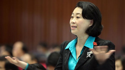 Bà Đặng Thị Hoàng Yến tại diễn đàn Quốc hội. Ảnh: Việt Dũng/ Tuổi Trẻ.