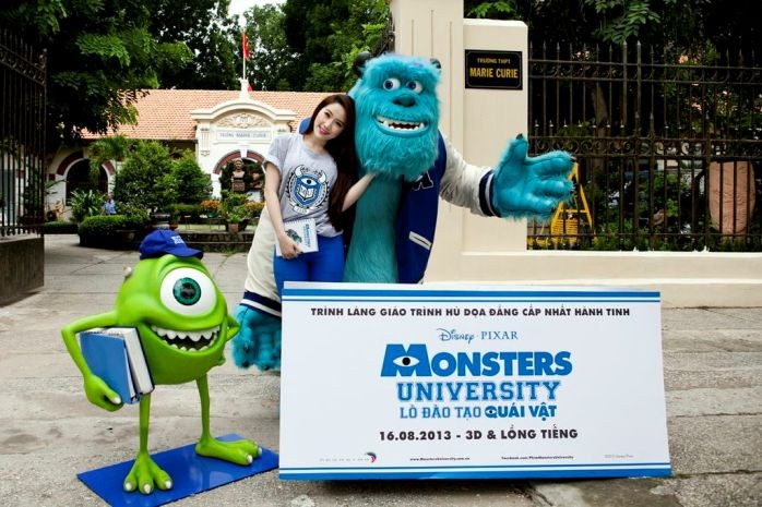 Là fan của điện ảnh, Bảo Thy bồi hồi nhớ về trường cũ khi xem Monsters University. Bộ phim làm cô nhớ về quãng thời gian học trung học với rất nhiều trò nghịch ngợm.