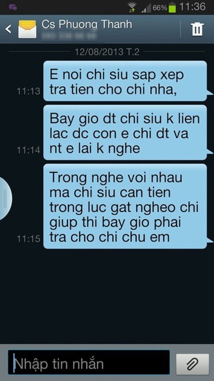 3 tin nhắn, mỗi tin cách nhau 1 phút Thụy Vy khẳng định đã gửi cho Phương Thanh.