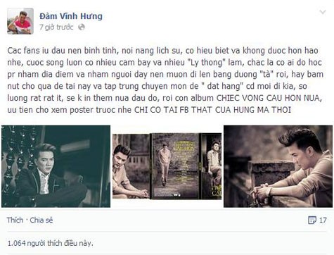 Đàm Vĩnh Hưng nhắc nhở fan hãy giữ bình tĩnh trước những lời nhận xét của nhạc sĩ Nguyễn Ánh 9