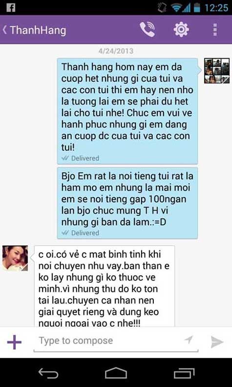 Hàng loạt những tin nhắn về cuộc trò chuyện được cho là giữa Thanh Hằng và vợ doanh nhân T