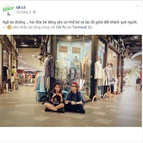 Bức ảnh trên trang cá nhân của Gil Lê cho thấy cô và Chi pu đang có chuyến du lịch tại Thái lan