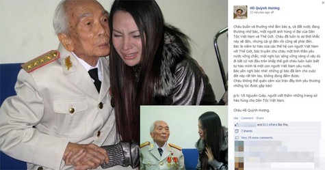 Ca sĩ Hồ Quỳnh Hương chia sẻ cảm xúc khi biết tin Đại tướng đã mất