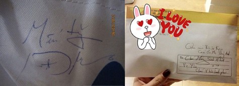 Chữ viết trên bìa thư trùng khớp với chữ của ca sỹ Đăng Khôi ký tặng fan hâm mộ.