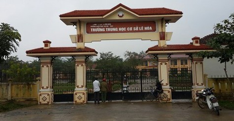 Trường THCS Lê Hóa - nơi xảy ra vụ nổ bom.