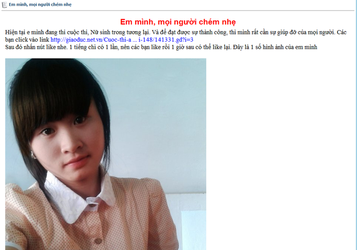 Link ảnh kêu gọi bình chọn của Nguyễn Thị Kim Anh trên webside: SinhVienIT.net