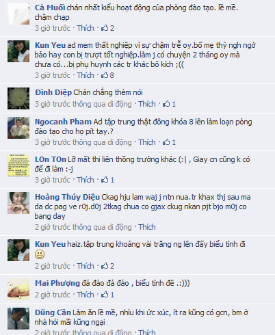 Sinh viên ĐH Tài nguyên và Môi trường bày tỏ sự bức xúc trên diễn đàn Facebook.