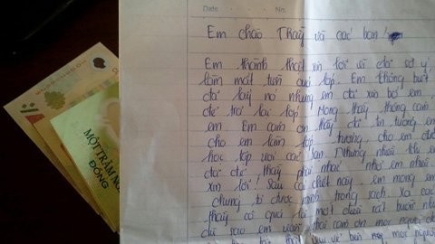 Bức thư của Nguyễn Thị L. gửi lại thầy cô và bạn bè
