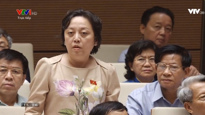 Bà Phạm Khánh Phong Lan liên tục có những phát biểu nhằm vào Bộ Y tế trong những năm qua. (Ảnh chụp lại từ màn hình kênh VTV1)