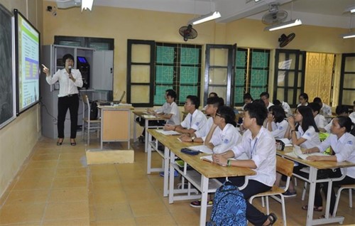 Giờ học ngoại ngữ của học sinh Trung tâm Giáo dục nghề nghiệp - Giáo dục thường xuyên Đống Đa, Hà Nội. Ảnh: Nhân dân