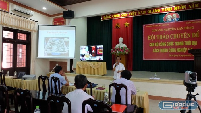 Nhiều thành tựu nông nghiệp chất lượng cao đã được Giáo sư Nguyễn Lân Dũng giới thiệu tại hội thảo. (Ảnh: LC)