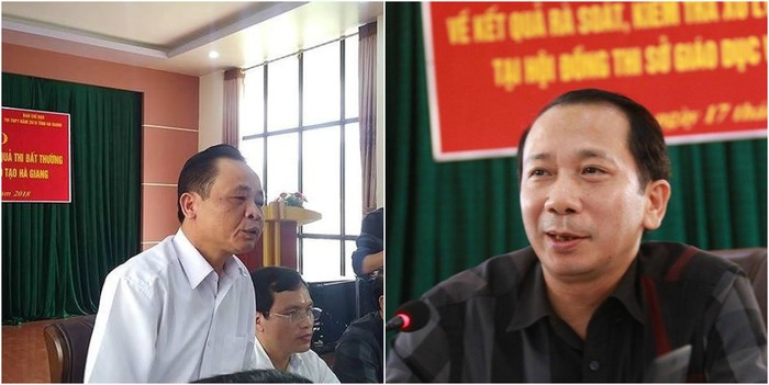 Ông Vũ Văn Sử (trái) và ông Trần Đức Quý bị thi tỉnh ủy Hà Giang thi hành kỷ luật. (Ảnh: LC)
