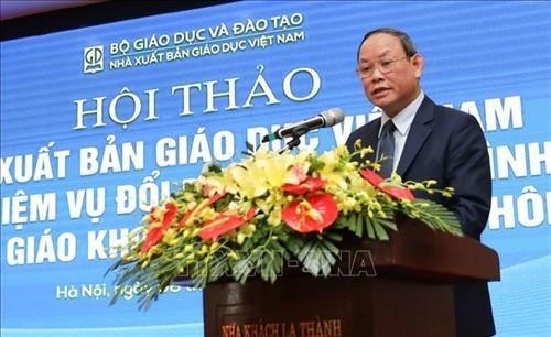 Ông Nguyễn Đức Thái, Chủ tịch Hội đồng thành viên Công ty Trách nhiệm hữu hạn một thành viên Nhà xuất bản Giáo dục Việt Nam. Ảnh: Thanh Tùng