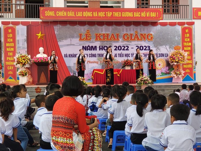 Lễ khai giảng tại trường Tiểu học Tô Hiệu (Thành phố Sơn La, tỉnh Sơn La). Ảnh: Sở Giáo dục và Đào tạo Sơn La