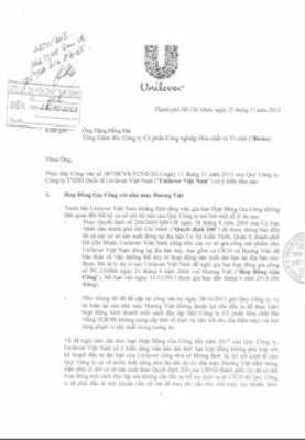 Thông báo từ chối gia hạn hợp đồng của Unilever Việt Nam