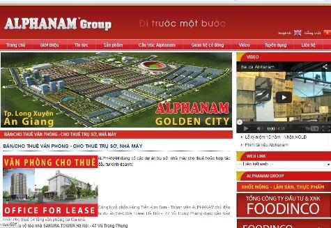 Trên website của Alphanam Group phát đi thông tin &quot;Công ty Hùng Tiến - Kim Sơn là thành viên của Alphanam&quot; và &quot;Alphanam là chủ đầu tư Sakura&quot;.